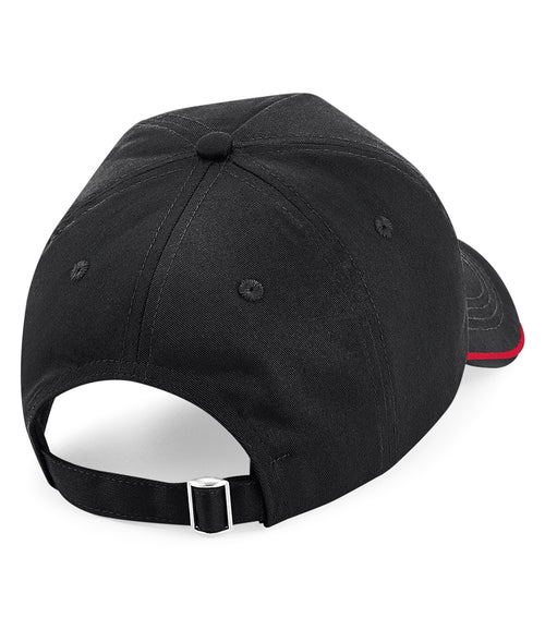 Authentic Piped 5 Panel Cap in Black/Classic Red – back view