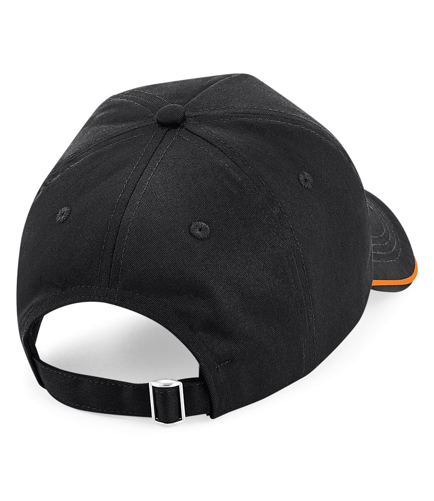 Authentic Piped 5 Panel Cap in Black/Orange – back view