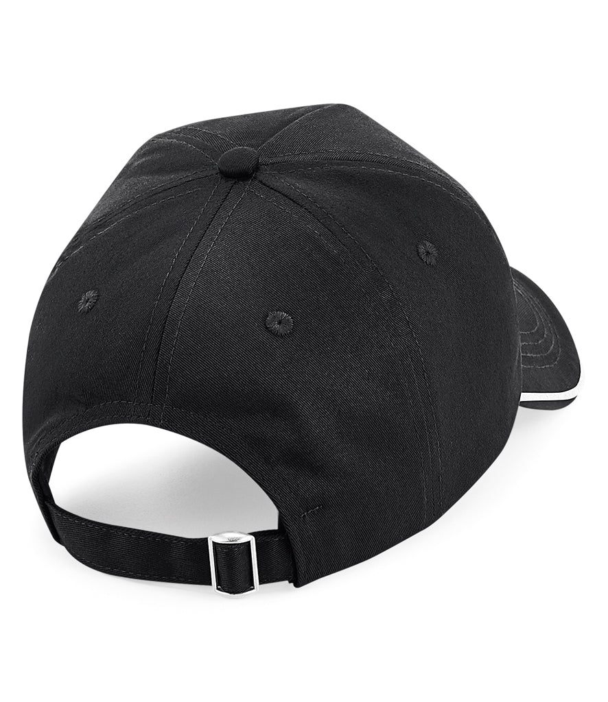 Authentic Piped 5 Panel Cap in Black/White – back view