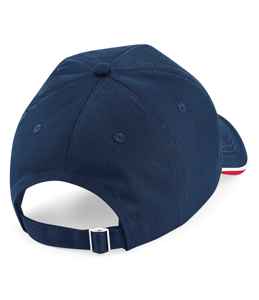Authentic Piped 5 Panel Cap in French Navy/Classic Red/White – back view