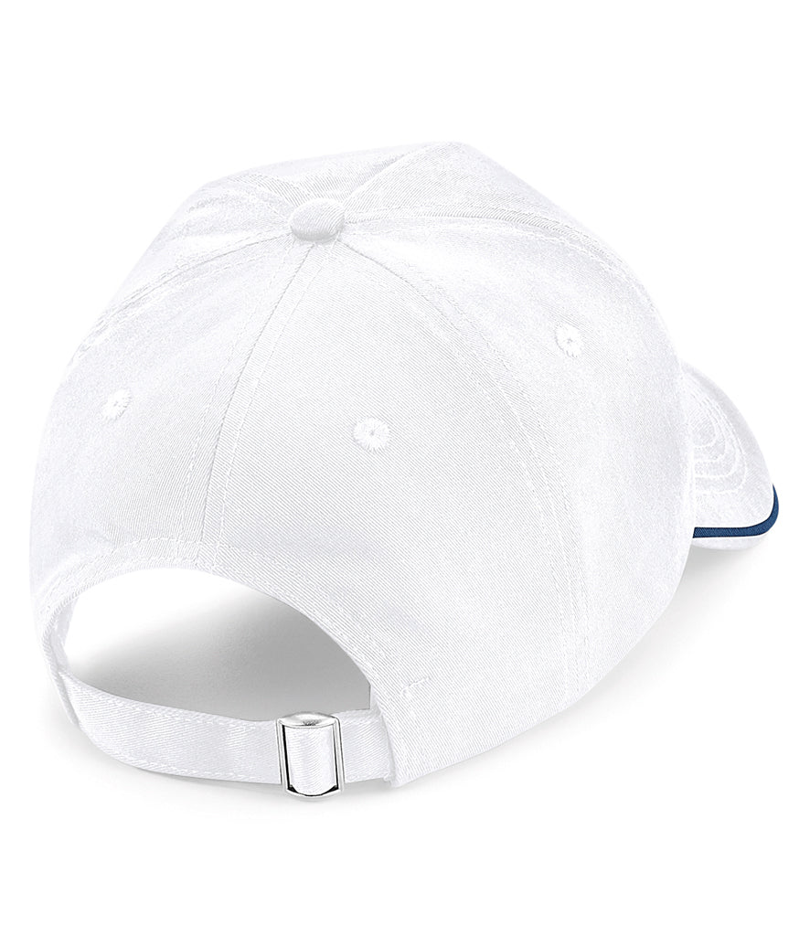 Authentic Piped 5 Panel Cap in White/French Navy – back view